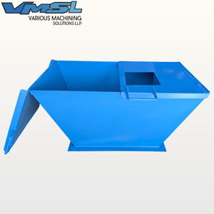 Contenedor de Recolección de Chatarra Industrial de Acero con Tapa Abatible y Canaleta de Manipulación de Materiales - Product Image 1