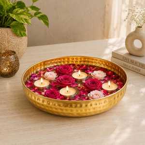 Handmade Brass Decorative Bowl With Hammered Texture For Home Decoration - Product Image 3