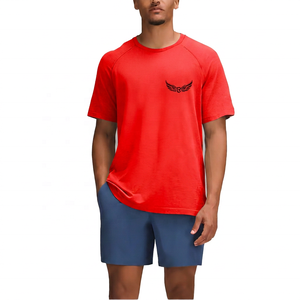 T-shirt gris à manches raglan pour homme avec logo, en tissu jersey à séchage rapide, coupe décontractée, col rond, manches courtes, design uni - Product Image 4