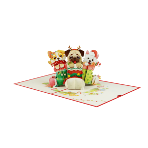 Decoración navideña de animales con forma personalizada, perros de dibujos animados en caja de regalo, decoración de cartulina troquelada. - Product Image 2