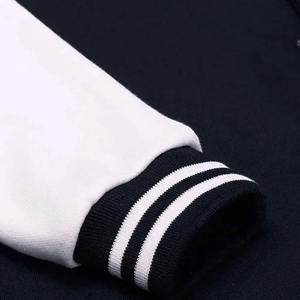 Custom Embroidery Patch Wool Sleeve Wool Navy Blue Long <b>Thin</b> Front <b>Waterproof</b> Breathable Varsity Baseball Windbreaker <b>Jacket</b> - Product Image 2