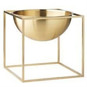 Minimalist Gold Metal Bowl With <b>Cube</b> Frame Polished Finish Dishwasher Safe Food Serving Bowl - Product Image 1
