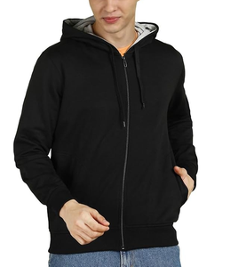 Vente directe usine – Sweat à capuche pour homme 100 % coton 340 GSM, logo personnalisé, options multicolores unies, coupe classique, fermeture éclair intégrale - Product Image 6