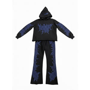 Conjunto Deportivo Térmico de Invierno con Capucha, Forro Polar Grueso, Tallas Grandes, Pantalones Acampanados, Resistente al Viento, para Gimnasio y Fitness al Aire Libre, Ropa Deportiva para Hombre - Product Image 2