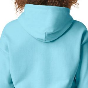 Sweat-shirt à capuche pour femme bleu aqua, à manches longues, en polaire, avec poche kangourou, décontracté, logo personnalisé, vente en gros, fournisseur de sweats à capuche - Product Image 4