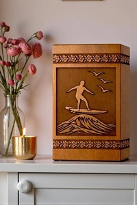 Handmade Eco-Friendly Durable Wooden Cremation Urn for Surfer <b>Memorial</b> Personalized Ashes <b>Box</b>-200 Cubic Inch Capacity - Product Image 4