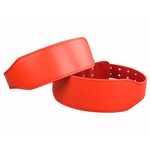 Red Leather <b>Weight</b> <b>Lifting</b> <b>Belt</b> Adjustable Waist Support for Strength Training Unisex Buckle Closure - Product Image 1