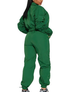 Survêtements de jogging pour femmes, coupe courte, couleur verte, 100% polyester, streetwear, décontracté, coupe ample, survêtements d'hiver - Product Image 6