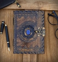Diario de Tapa Dura de Cuero Vintage NEW ERA, Encuadernación de Hojas Sueltas, Papel con Borde Rústico Antiguo, 80 Hojas, Cuaderno de Dibujo en Blanco
