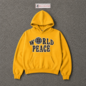 Sudadera con Capucha Dorada Oversize Estampada Urbana Unisex Casual de Forro Polar con Estampado de Globo Terráqueo - Product Image 5
