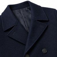 Manteau d'hiver pour homme à double boutonnage, col à revers, coupe classique, en laine, coupe-vent, doublure intérieure, boutons sur le devant, garniture en fourrure, 220g