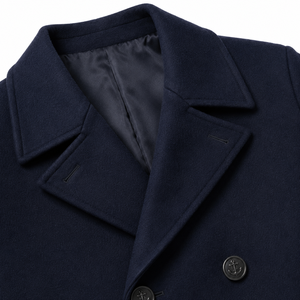 <b>Men's</b> Double Breasted Lapel <b>Pea</b> <b>Coat</b> Winter Overcoat Windproof Lined Interior Regular Fit Woolen Button Front Formal Casual - Product Image 5