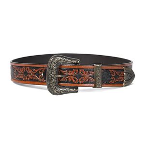 Ceintures Western pour hommes en cuir de vachette, gravées à la main avec motifs floraux, prix de gros avec service OEM/ODM à bas prix - Product Image 1