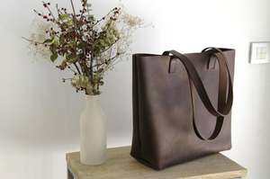 Bolsos de Mano de Cuero Genuino de Color Sólido, Gran Capacidad, Portátiles, Impermeables, de Lujo para Mujer, con Cierre de Cremallera para Viaje LTB-0288 - Product Image 3