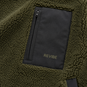 Custom Mens Olive <b>Sherpa</b> <b>Fleece</b> Utility Hoodie Heavy Winter Pullover with Pockets OEM Apparel Manufacturer - Product Image 6