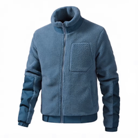 Veste polaire Sherpa unie pour homme, entièrement zippée, col montant, thermique, épaisse, chaude, pour l'extérieur, personnalisable, décontractée