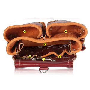 Leather <b>Tool</b> <b>Belt</b> <b>Pouch</b> With Multiple Pockets And Hook For <b>Tools</b> Storage Orange And Burgundy Color - Product Image 1
