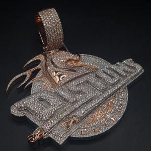 AMBER JEWELS Colgante de águila Detroit Lions T-300 con Moissanita Chapado en Rodio, Amuleto de Lujo Estilo Hip Hop con Diseño de Corona, Regalo Unisex - Product Image 3