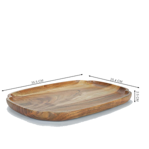 Bandeja decorativa de madera de acacia Premium, bandeja otomana de madera para mesa de centro, sala de estar y cama, decoración multiusos para cocina y dormitorio - Product Image 4
