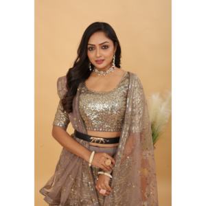 Magnifique Lehenga Choli brodé pour les fêtes, taille 2XL - Product Image 4