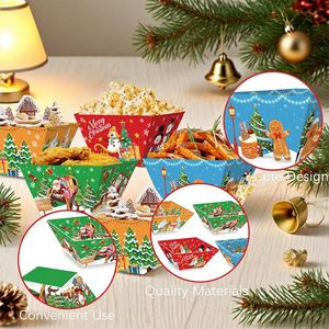 12 Piezas de Platos Desechables Navideños con Diseño de Dibujos Animados, Patrón de Papá Noel, Alce y Muñeco de Nieve, Bandejas para Refrigerios, Decoración para Cine y Palomitas - Product Image 4