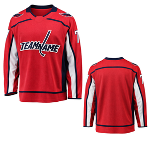 Camiseta de Hockey sobre Hielo Roja de Manga Larga, Transpirable, de Secado Rápido, que Absorbe la Humedad, Uniforme Deportivo para Equipo, Entrenamiento Profesional para Adultos - Product Image 1