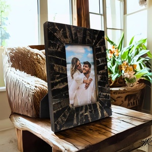 Cadre photo rectangulaire léger à suspendre verticalement, motif floral imprimé numériquement, en zinc de qualité supérieure, fait main, moderne, très demandé - Product Image 1