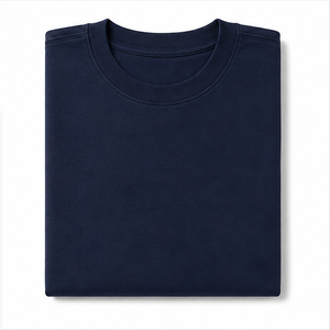 Custom Deep Marine <b>Blue</b> Mercerized Cotton <b>Mens</b> Oversized Short Sleeve Crew Neck T-<b>Shirt</b> MTS-OVR-0006 - Product Image 5