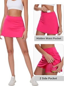Women White Tank <b>Top</b> With Pink Tennis Skirt Moisture Wicking Breathable Quick Dry Fitted Sport Set Summer Apparel - Product Image 6
