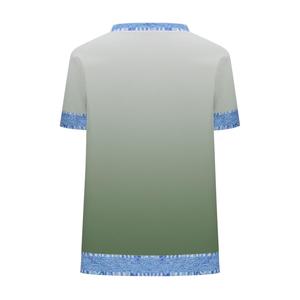 Camiseta de Manga Corta para Mujer, Cuello Redondo, Color Azul Degradado, Tejido de Poliéster, Estilo Casual, Corte Regular, para Primavera/Verano - Product Image 6