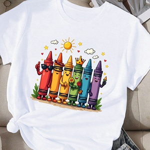 Crayons anthropomorphes avec des personnalités uniques t-shirt comfit pour femmes - Product Image 2