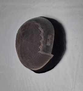 Half <b>Wig</b> Human Hair Toupee Mesh Cap Natural Black Hair System For <b>Men</b> - Product Image 4
