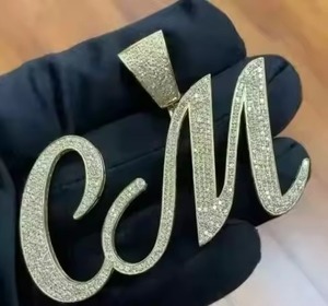 Collar con Colgante de Letra CM, Plata 925, Chapado en Oro, Micro Pavé de Cristal, Estilo Hiphop, Unisex, para Uso Diario - Product Image 3