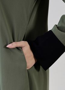 Nouvelle Robe Abaya Modeste Style Islamique Vente en Gros Vêtement Musulman Femme Longue Robe Ouverte sur le Devant Polyester Col V Floral Manches Longues - Product Image 5