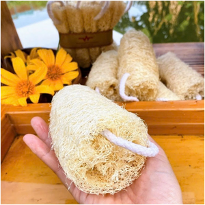 Natural Dried Loofah Bath <b>Brush</b> Long Handle Exfoliating Body Scrubber for Adults Plant Based <b>Shower</b> Tool Simple Style Opp Bag - Product Image 4
