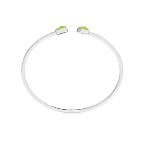 Premium 925 Sterling Silver High Finish Trendy Adjustable Bezel Set Twister Bangles Peridot Rough Shape Women's Gift - Product Image 5