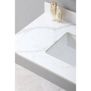 Mobile da Bagno Montary 43x22 Pollici con Top in Pietra Sinterizzata Carrara Gold e 3 Fori per Rubinetti per Armadietti - Product Image 5