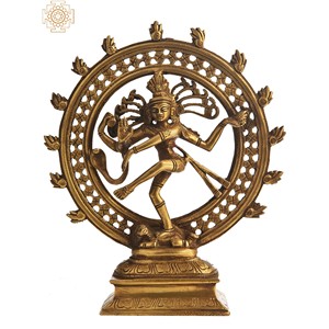 Fait à la main 9 pouces Nataraja dansant sur Apasmar Statue en laiton Sculpture indienne article fabriqué en Inde - Product Image 1