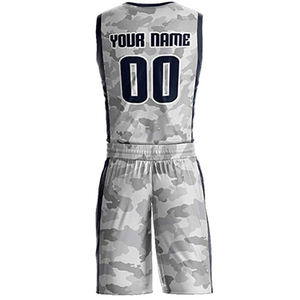 Custom Men's Basketball Uniform <b>Camouflage</b> Jersey Shorts Set V-Neck Quick Dry Sportswear 100% Polyester Summer Wear - Product Image 3