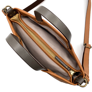 Bolso Tote de Cuero Granulado Color Camel, Elegante, Marca Laisser Faire, para Mujer, con Asa para Hombro, Cierre de Cremallera, Forro de Algodón, para Uso Diario - Product Image 4