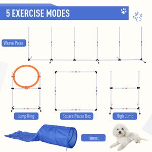 Set da 5 Pezzi per Addestramento Agility Cani da Esterno con Coni in Plastica Resistente, Anello per Salto, Barra Ostacolo e Tunnel per il Fitness degli Animali Domestici - Product Image 4
