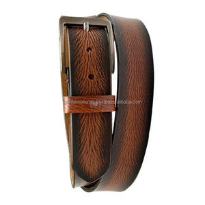 Ceinture décontractée pour homme en cuir véritable, peinte à la main, bicolore, avec boucle en laiton massif, logo personnalisé. - Product Image 5