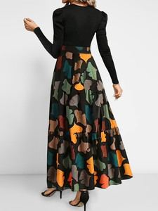 Vestido Largo Bohemio de Poliéster para Mujer, Estilo Vintage Sari, Talla Única, Corte Regular, Transpirable y Elegante para la Noche - Product Image 3