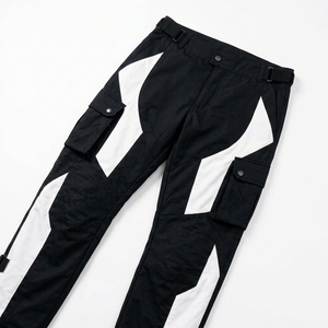 Pantalones de Motocicleta Unisex en Color Negro y Blanco con Bloques de Color, Tejido Cordura Transpirable, Bolsillos Tipo Cargo, Secado Rápido, para Todas las Estaciones - Product Image 6