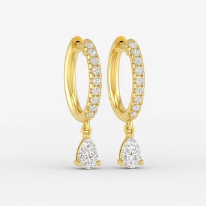 Modern Unhinged <b>Huggie</b> Hoop Earrings with Micro Pave Diamond Drop Fine Jewelry Diamond <b>Huggie</b> Hoop Drop Earrings in White Gold - Product Image 2