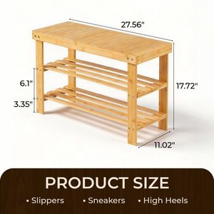 Scarpiera in bambù a 3 strati senza giunture, lunga 70 cm, in legno naturale, dimensioni 70*28*45 cm - Product Image 4