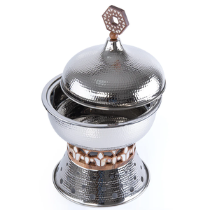 Hand Hammered Traditional Stainless Steel Chafing Dish Decorative Wooden Inlay Non-Stick Durable Luxury Food <b>Warmer</b> <b>Buffet</b> Fine - Product Image 2