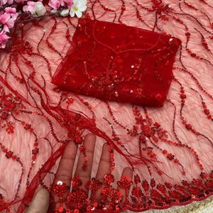 ผ้าส่าหรีสไตล์บอลลีวูดแบบตาข่ายลายผีเสื้อ ประดับเลื่อม ปักลาย C-Pallu พร้อมขอบลายอาร์โค  ชุดส่าหรีแบบยังไม่เย็บติดเสื้อ - Product Image 2