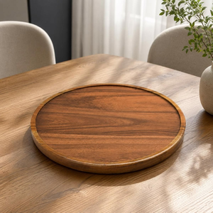 High Standard Eco-Friendly Acacia Wood Lazy Susan Small Spinning Spice <b>Rack</b> Cheese Serving Charger <b>Plate</b> by blossom craft india - Product Image 6