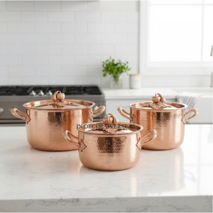 Ollas de Cocina de Metal Forjado a Mano con Tapas, Diseño Europeo Moderno, Ecológicas, Aptas para Alimentos, Compatibles con Gas e Inducción - Product Image 3